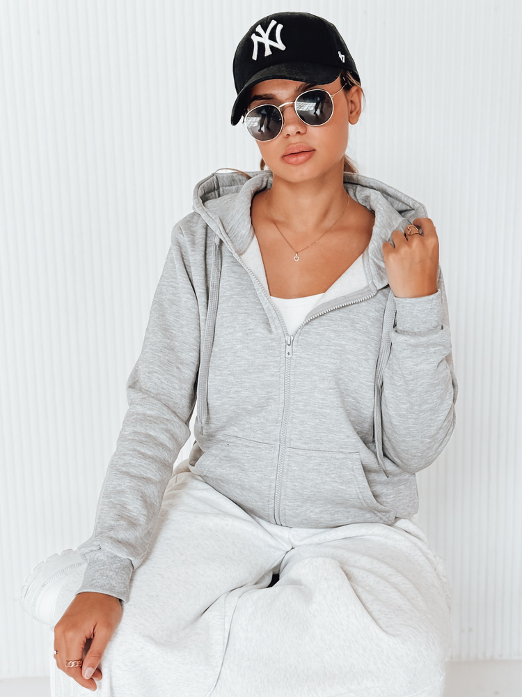 Dámská mikina s kapucí tmavě šedá Dstreet BY0232 Barva: Šedá - světle, Velikost: L