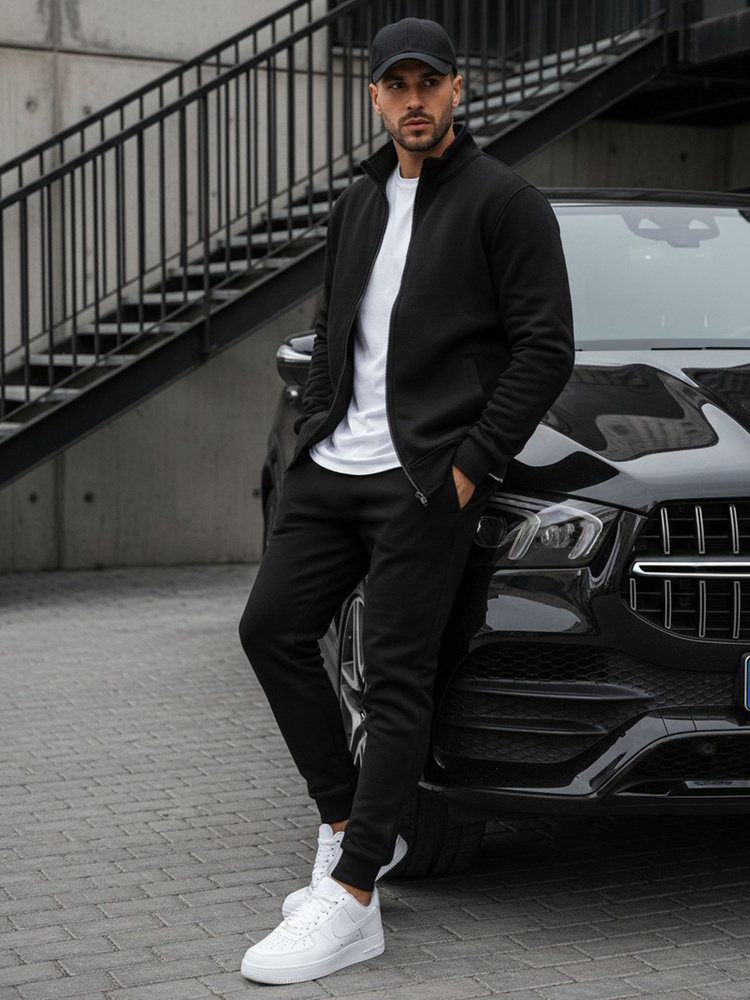 Černá pánská mikina na zip bez kapuce BX4110 Velikost: XL