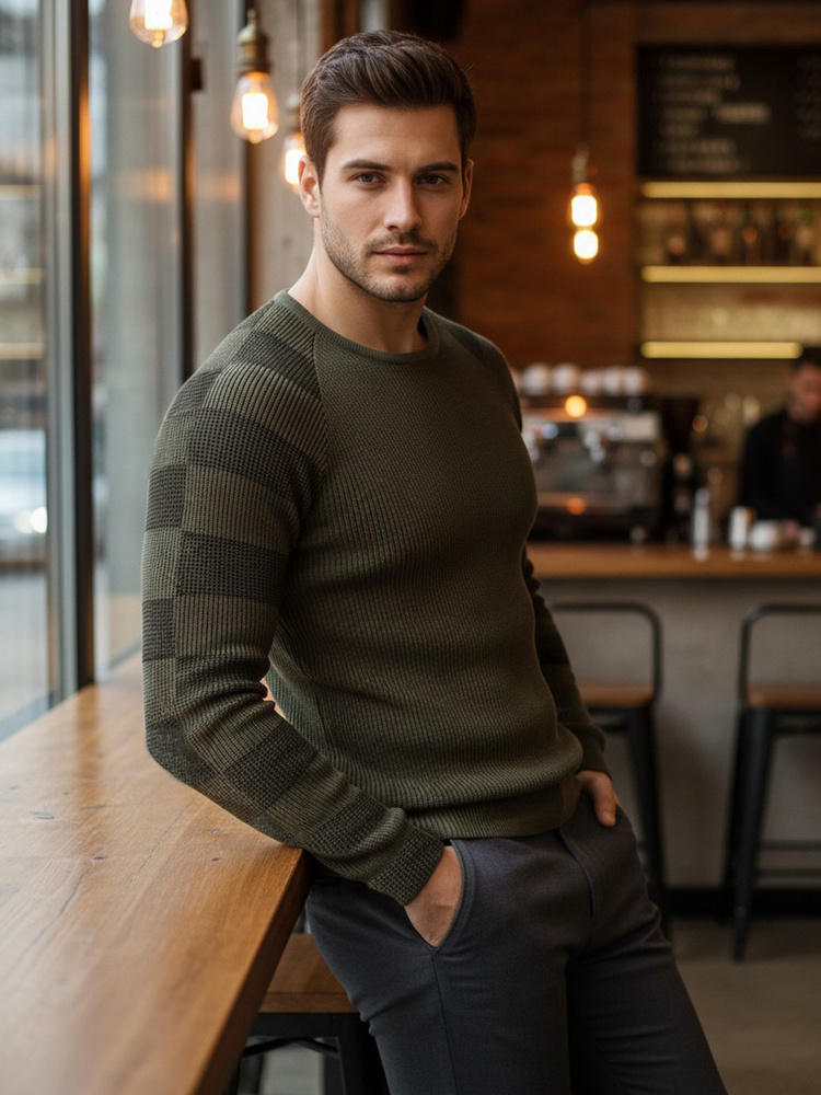 Khaki pánský svetr WX1637 M