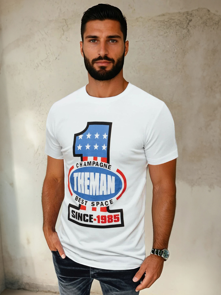 Bílé pánské tričko RX4406 s potiskem M