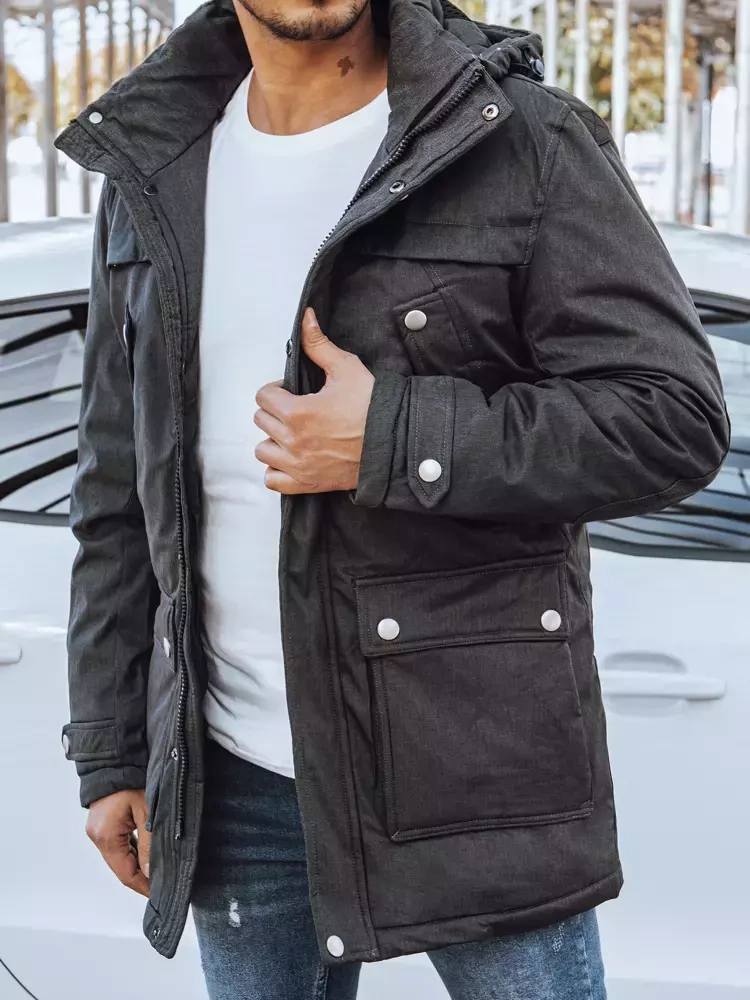 Pánská zimní bunda khaki Dstreet TX4279 Barva: Šedá - tmavě, Velikost: XXL