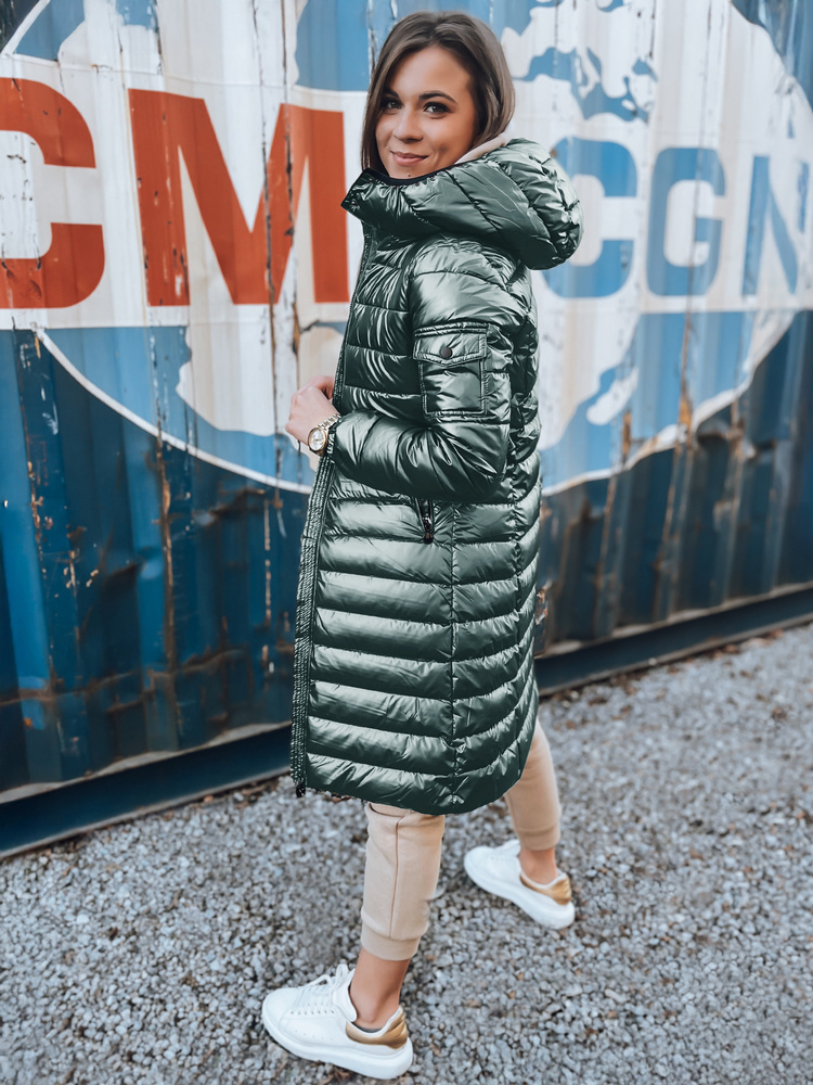 Dámský dlouhý kabát LESSI Barva černá DSTREET TY3353 Barva: Zelená, Velikost: XXL