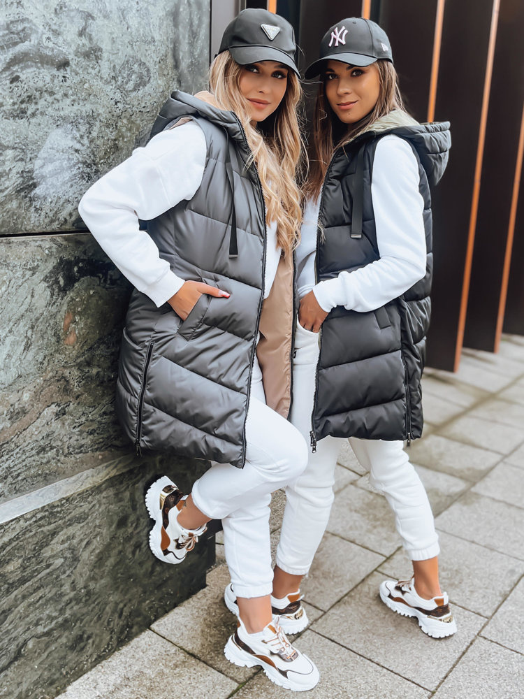 Tmavě šedá dámská oboustranná vesta ONADE Dstreet TY3725 Velikost: XL