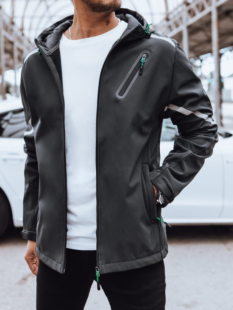 Pánská bunda softshell Barva zelená DSTREET TX4480 Barva: Šedá - tmavě, Velikost: XL