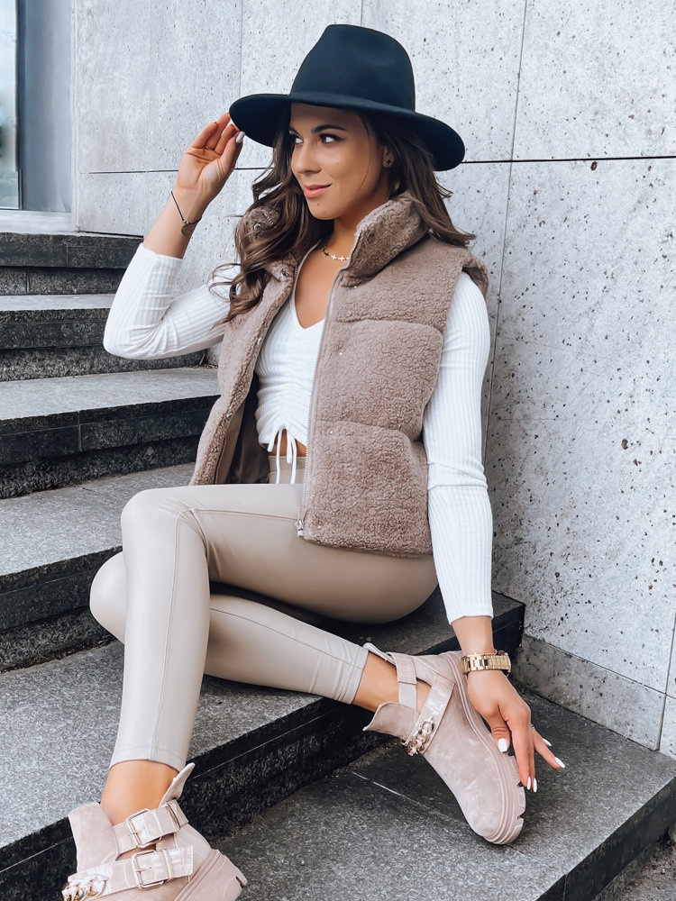 Dámská vesta a'la lamb BEEWARM camel Dstreet TY3800 XL