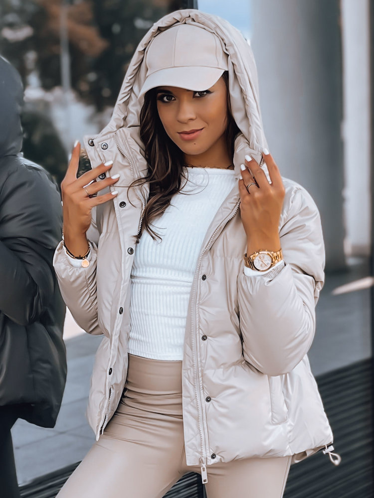Dámská kožená bunda COLLAR béžová Dstreet TY3763 Velikost: XL