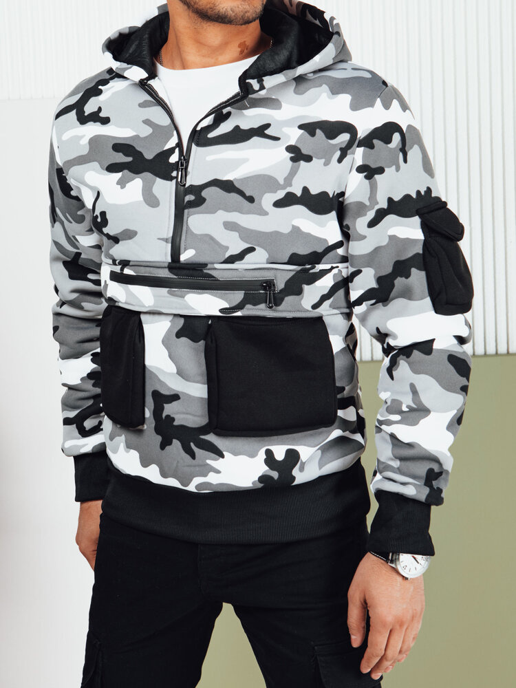 Pánská mikina s kapucí Barva Camo DSTREET BX5654 Barva: Bílá, Velikost: XL