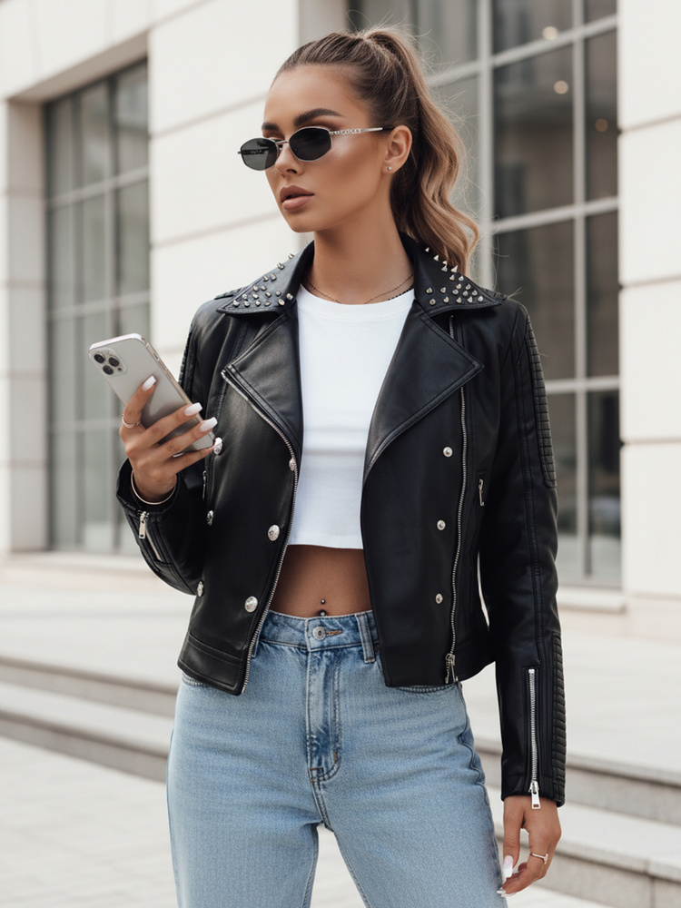 TRUCCO dámská kožená bunda černá Dstreet TY4178 S
