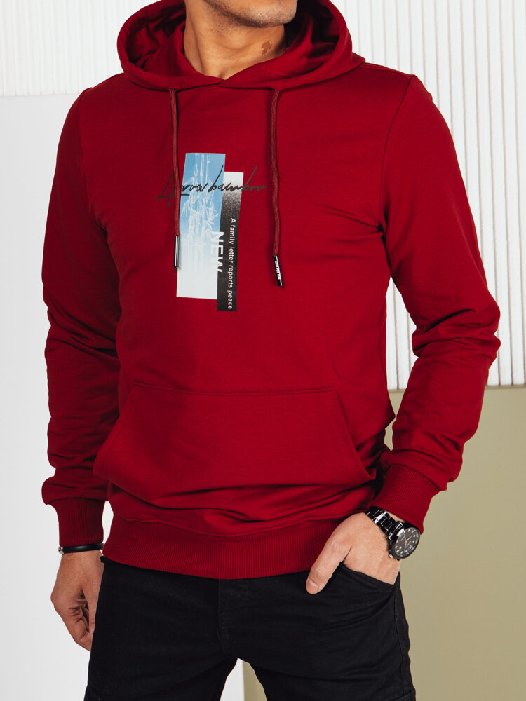 Pánská mikina s kapucí Barva černá DSTREET BX5725 Barva: Bordó, Velikost: XL