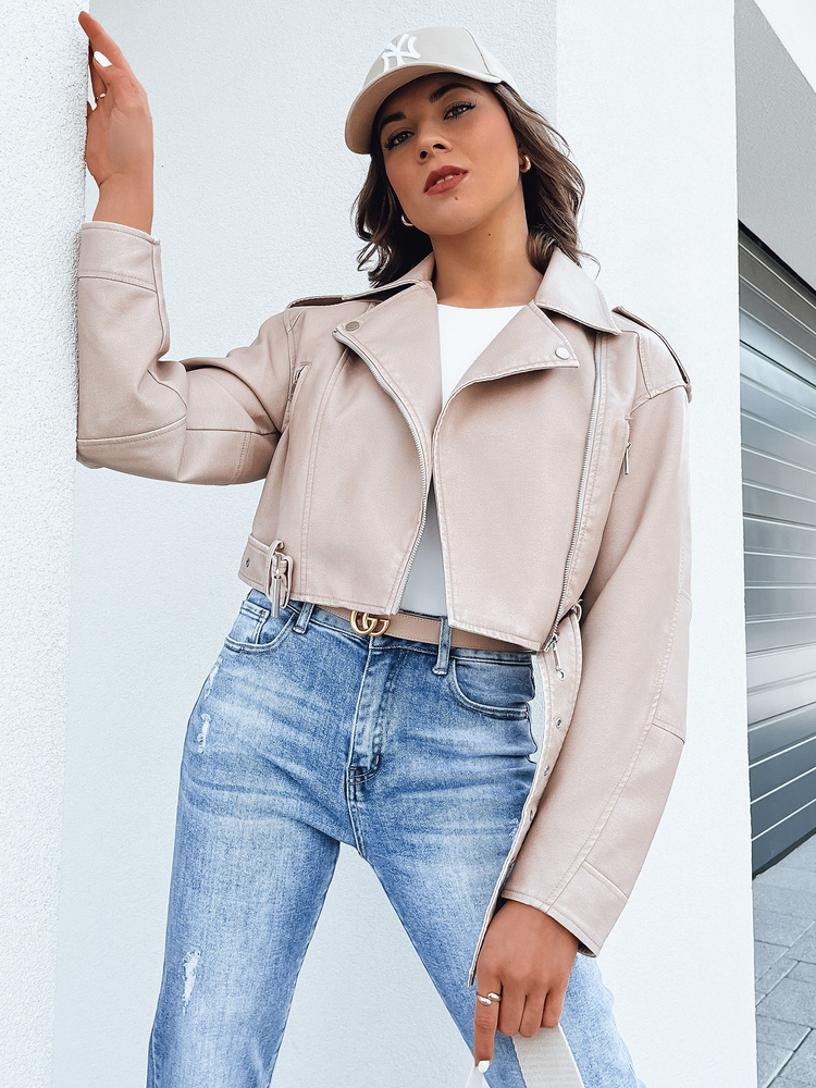BADEN dámská kožená bunda béžová Dstreet TY4336 XL