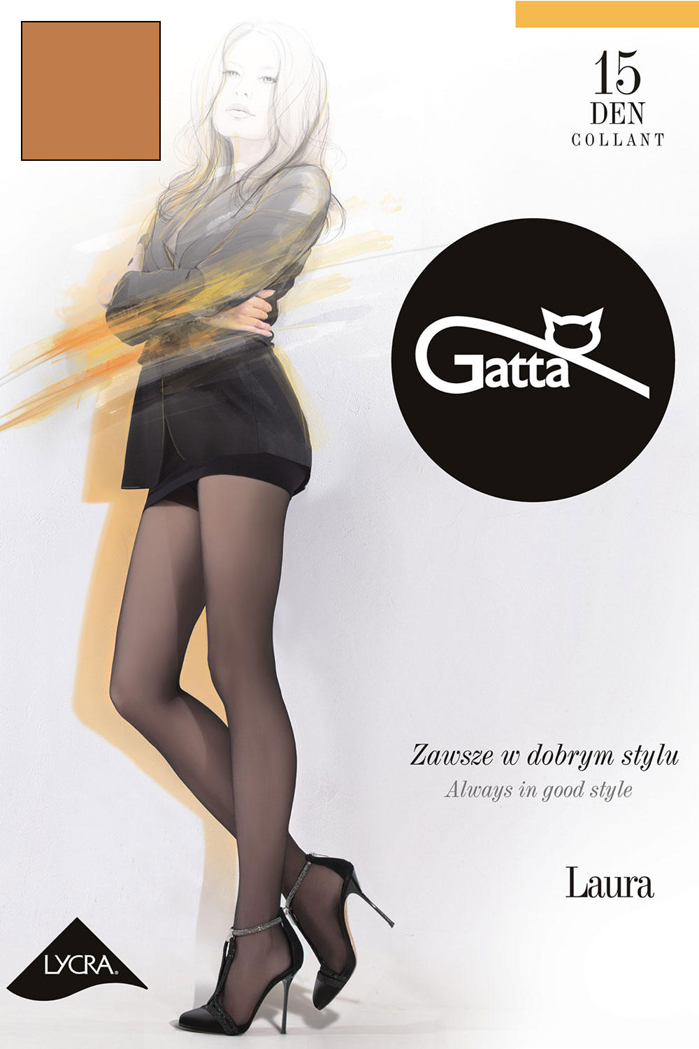 Silonkové punčocháče Gatta Laura 15 Barva: Béžová, Velikost: 4-L