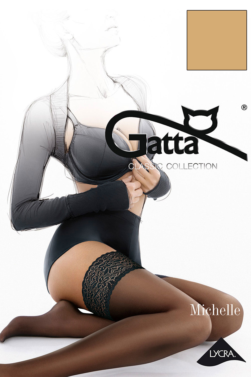 Samodržící punčochy Gatta Michelle 01 Barva: Béžová, Velikost: 3-4