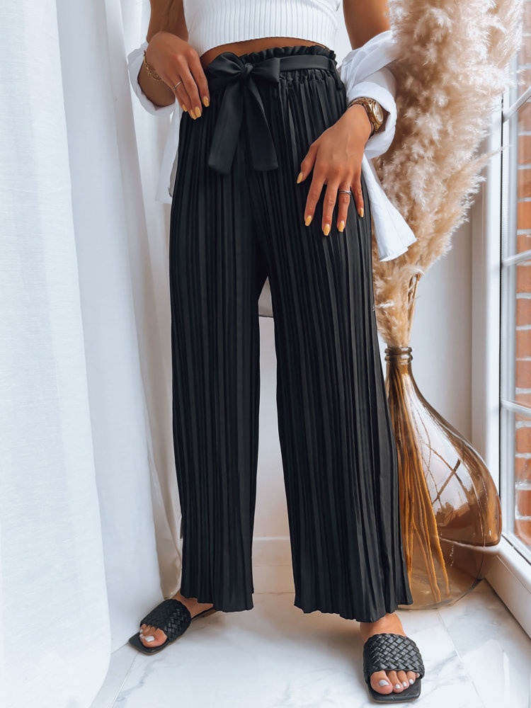 Dámské kalhoty casual RUFFLES Barva černá DSTREET UY1539 Barva: Černá, Velikost: XL/XXL