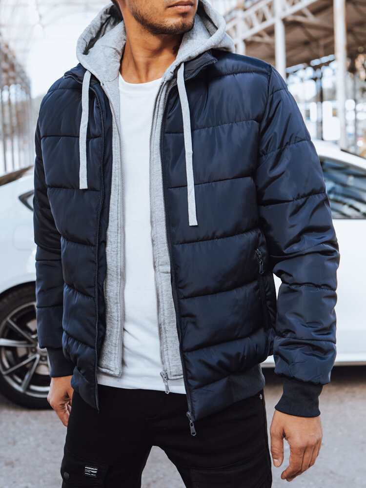 Pánská prošívané bunda Barva černá DSTREET TX4546 Barva: Modrá, Velikost: 3XL