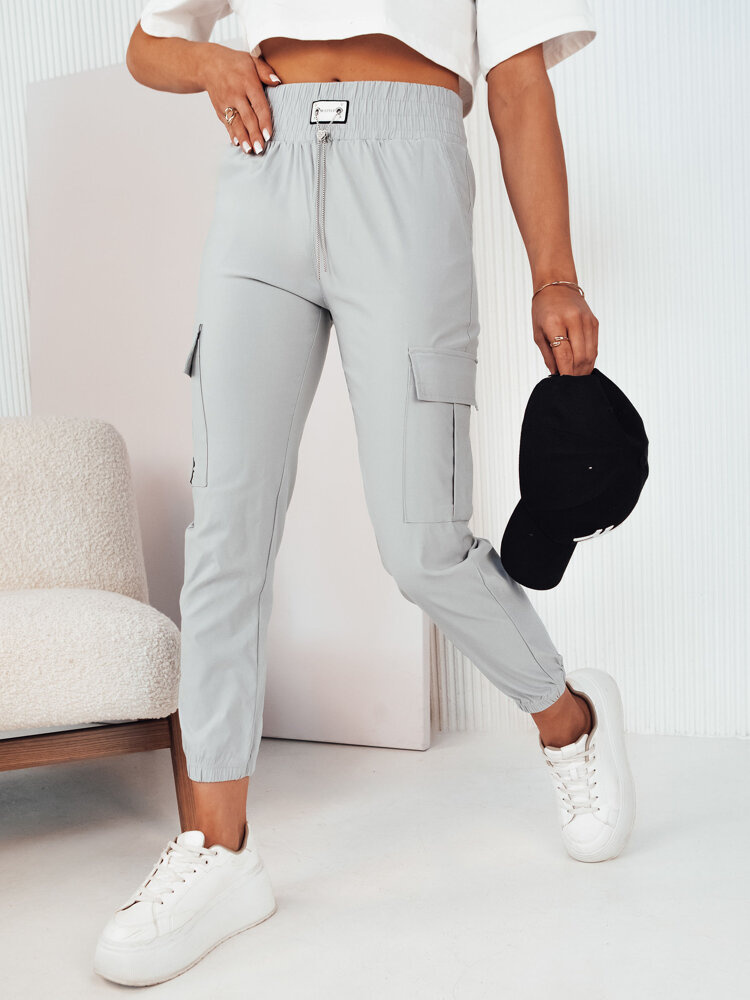 Dámské kalhoty casual MAREN Barva béžová DSTREET UY2067 Barva: Šedá - světle, Velikost: L/XL