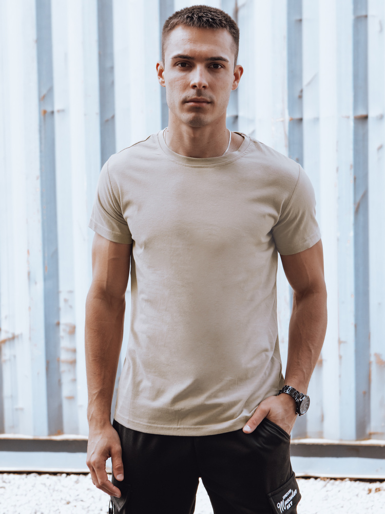 Pánské triko bez potisku, béžové RX5610 XL