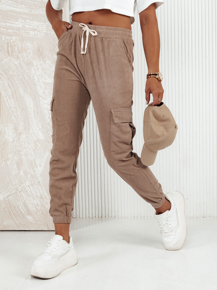 Dámské žebrované kalhoty CHICCORD velbloudí Dstreet UY2175 XL / XXL