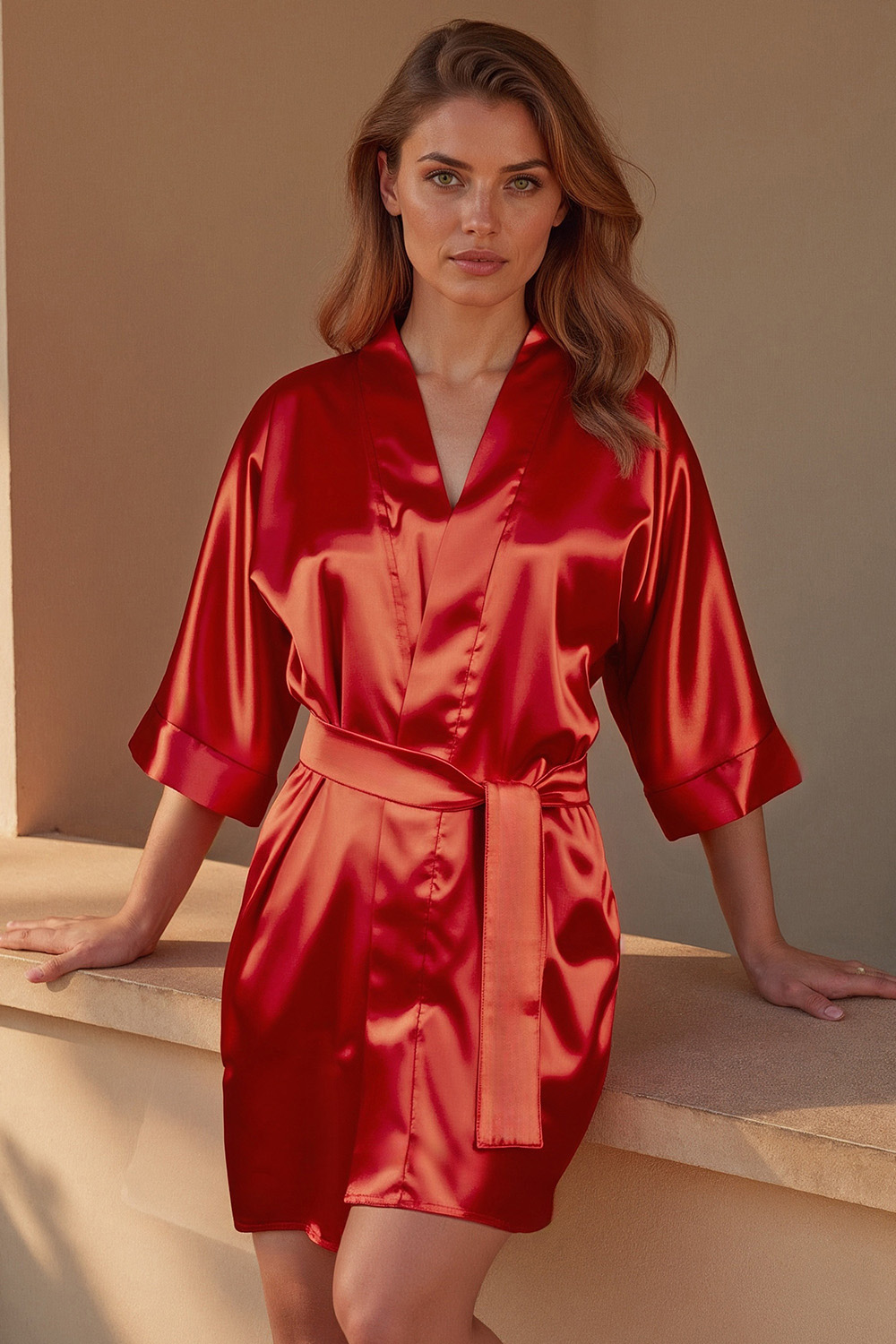 Župan Vivisence 5033 Barva: Červená, Velikost: M