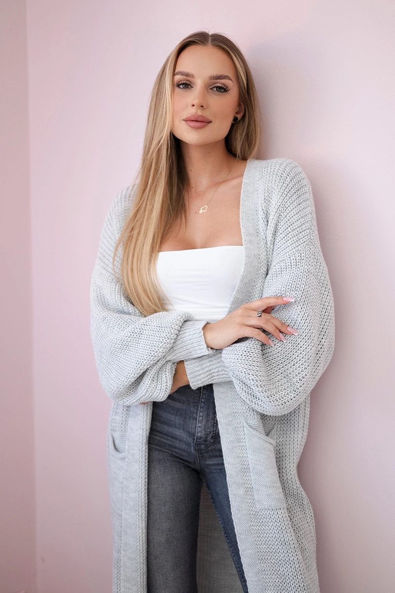 Kesi Svetr dlouhý  Isolde - kardigan Barva: Šedá - světle, Velikost: UNI