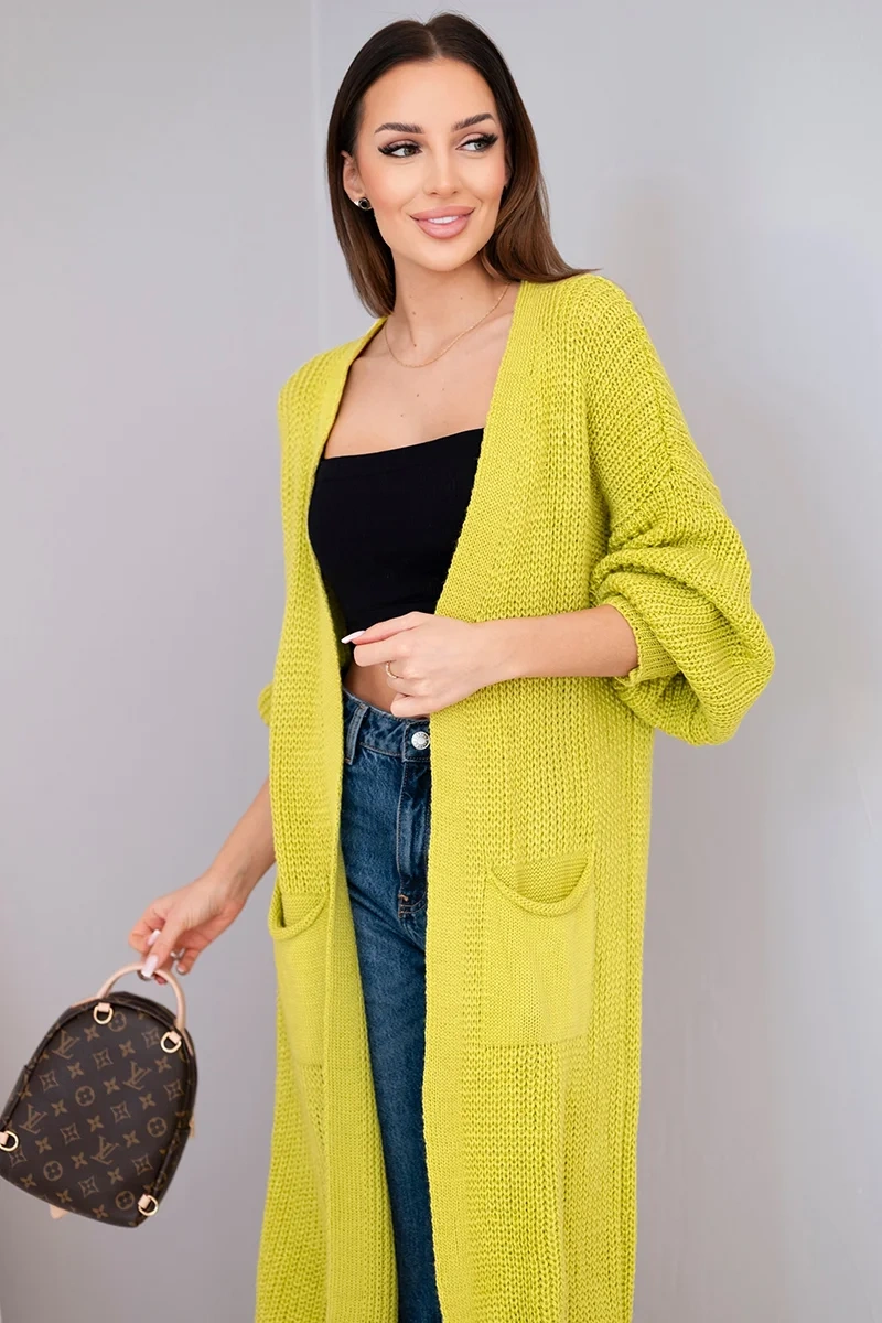 Kesi Svetr dlouhý  Isolde - kardigan Barva: Zelená - světle, Velikost: UNI