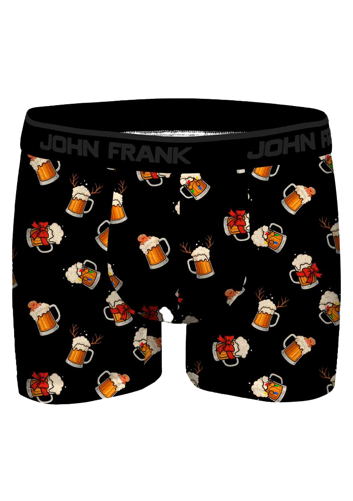 Pánské boxerky John Frank JFBD56-CH-FUN BEER Barva: Černá, Velikost: L