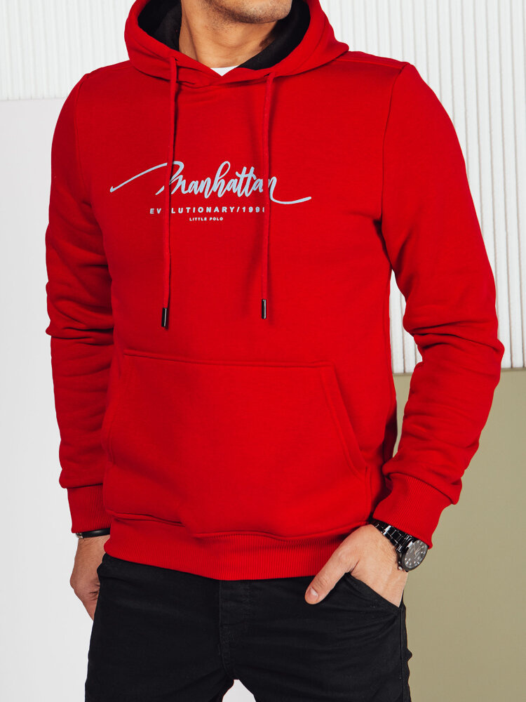 Bluza męska z kapturem jasnoszara Dstreet BX5700 Barva: Červená, Velikost: M