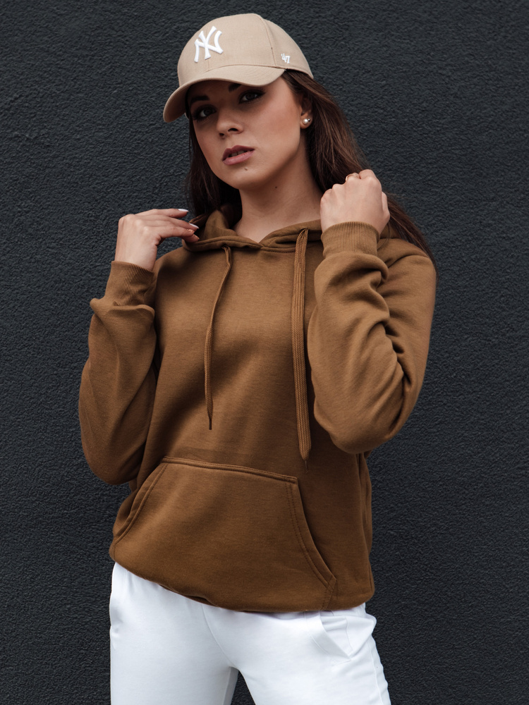 Dámská mikina BASIC s kapucí hnědá Dstreet BY1328 L