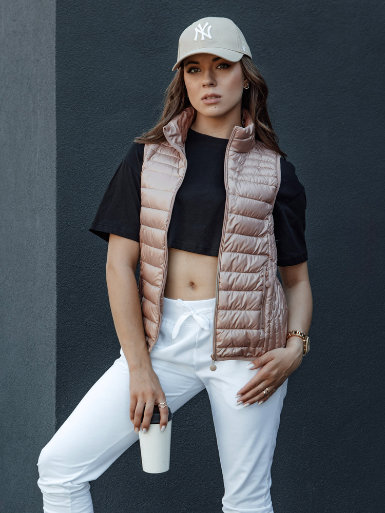Dámská prošívaná vesta se stojáčkem STYLISHZ růžová Dstreet TY4449 XXL