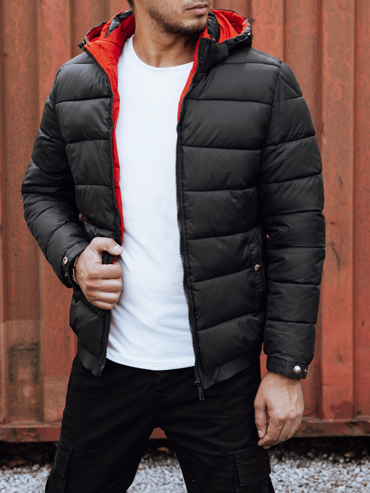 Pánská zimní prošívaná bunda s kapucí černá Dstreet TX4845 Velikost: 3XL / 56