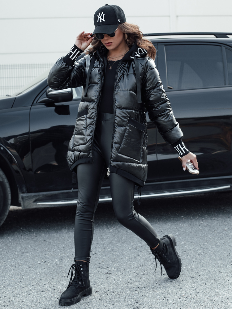 Dámská přechodová prošívaná bunda s kapucí FASHION CHIC černá Dstreet TY4583 Velikost: L