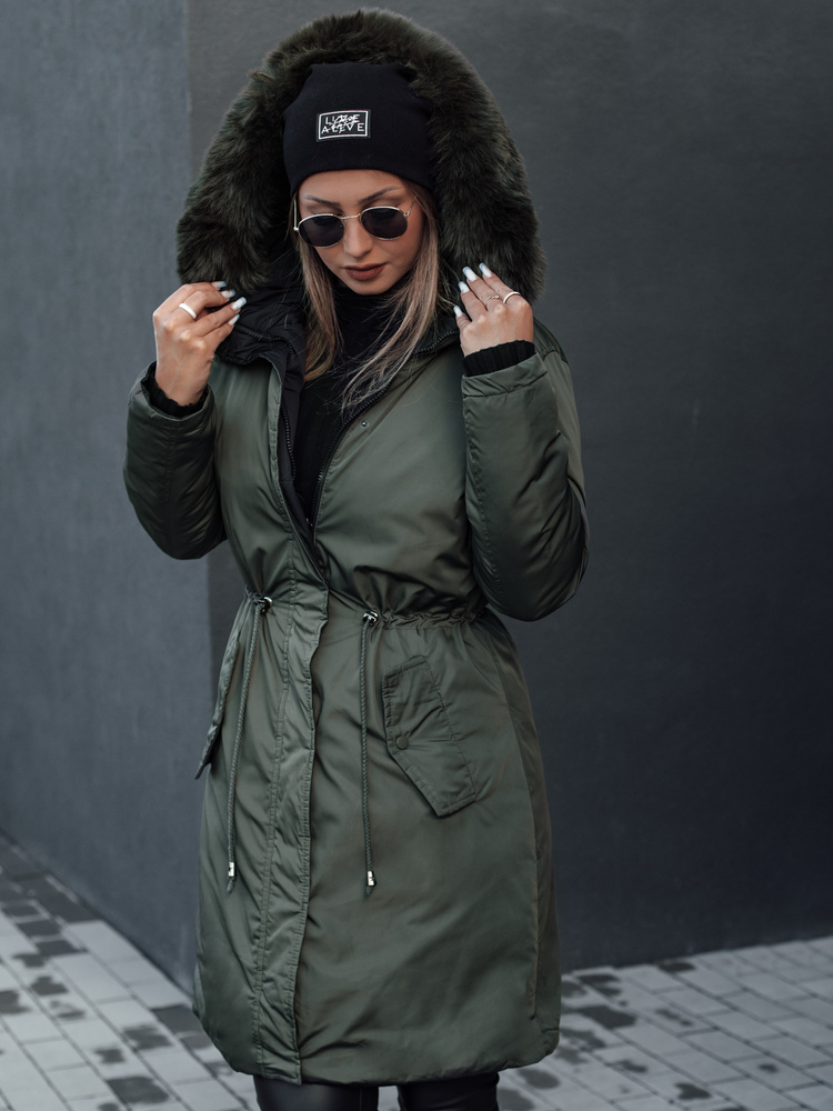 Dámská zimní parka TRENDNEL oboustranná s kapucí zelená Dstreet TY4589 XL
