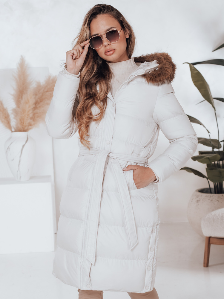 Dámská zimní prošívaná bunda s kožešinou STYLEBELLA bílá Dstreet TY4610 Velikost: M