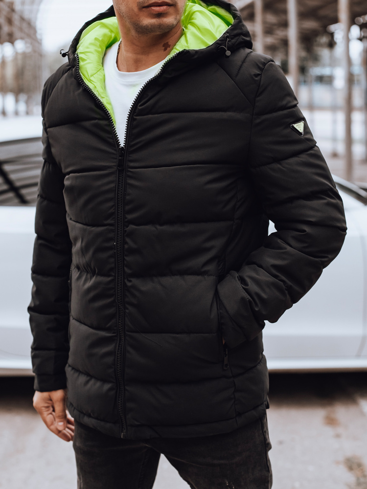 Pánská prošívaná bunda s kapucí Dstreet TX4892 Barva: Černá, Velikost: 3XL