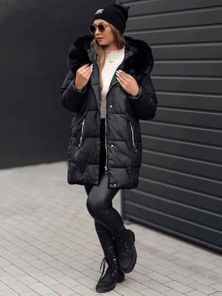 Dámská zimní bunda FROSTYFIT prošívaná s kapucí černá Dstreet TY4675 Velikost: S
