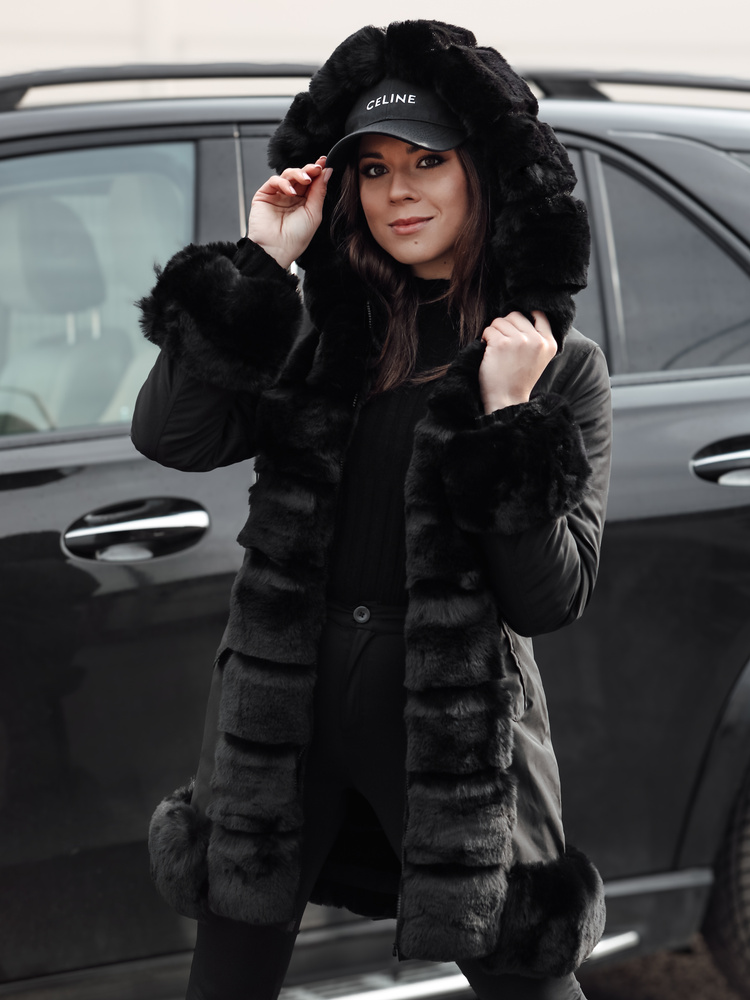 Dámská bunda s kožešinou FURRWINT černá Dstreet TY4772 XL