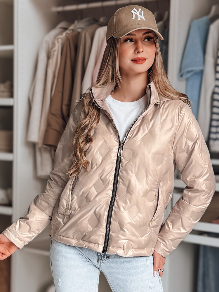 Dámská prošívaná bunda SYLVIAN Dstreet TY4860 Barva: Béžová, Velikost: L