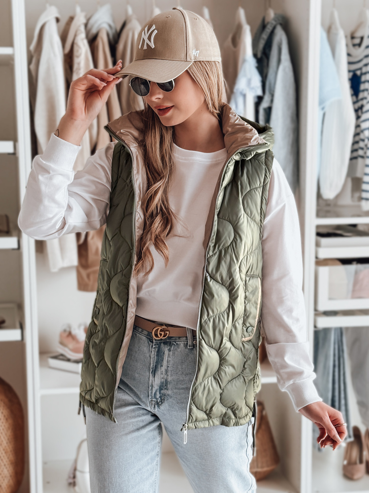 Dámská prošívaná vesta VESOLITA Dstreet TY4877 Barva: Zelená, Velikost: XXL