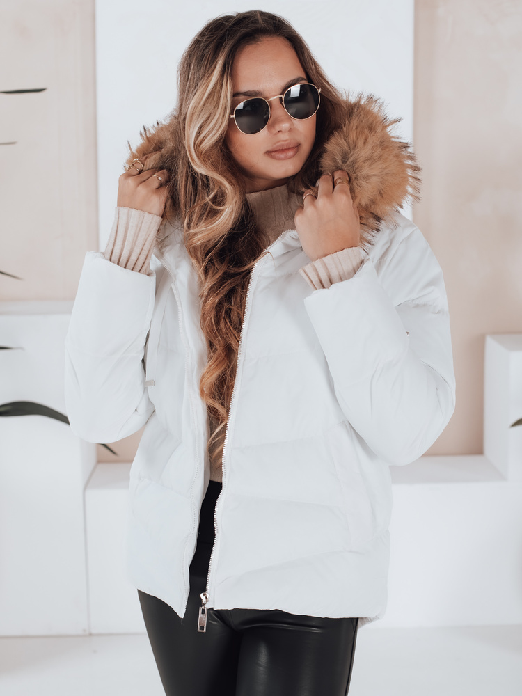 Dámská zimní prošívaná bunda s kapucí Dstreet TY5126 Barva: Bílá, Velikost: L