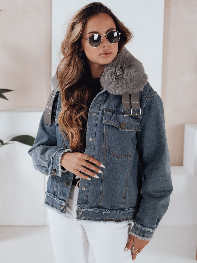 Dámská bunda FURDENIM džínová s kožíškem světle modrá Dstreet TY4755 XL