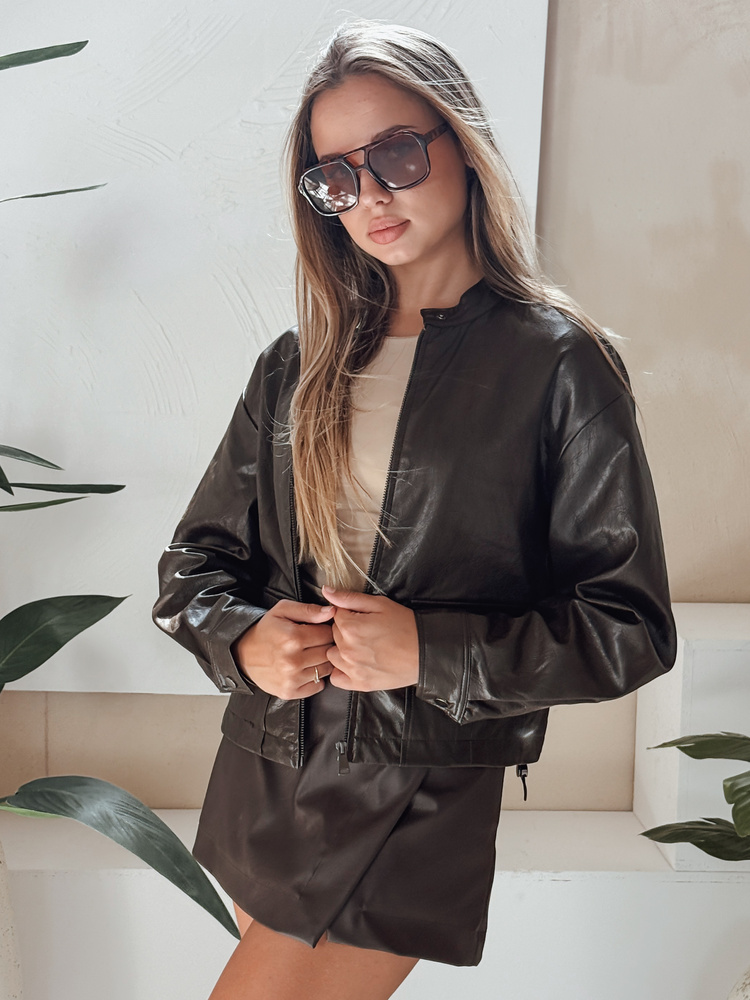 Dámská kožená bunda Dstreet TY5220 Barva: Béžová, Velikost: M