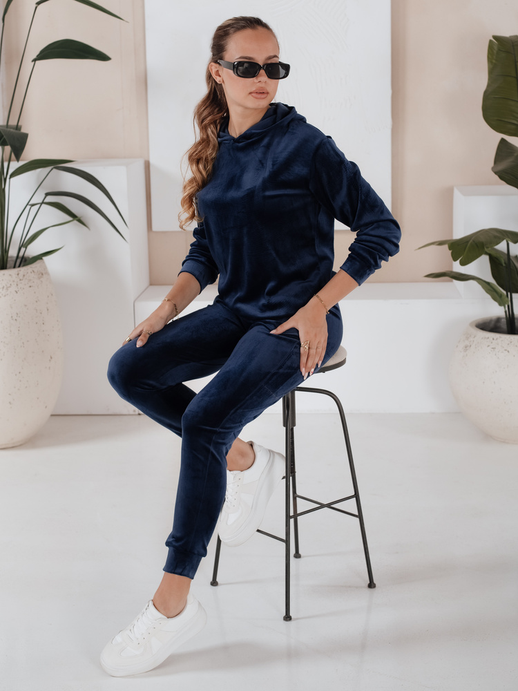 Dámská tmavě modrá velurová souprava SO COMFY Dstreet AY0884 S/M