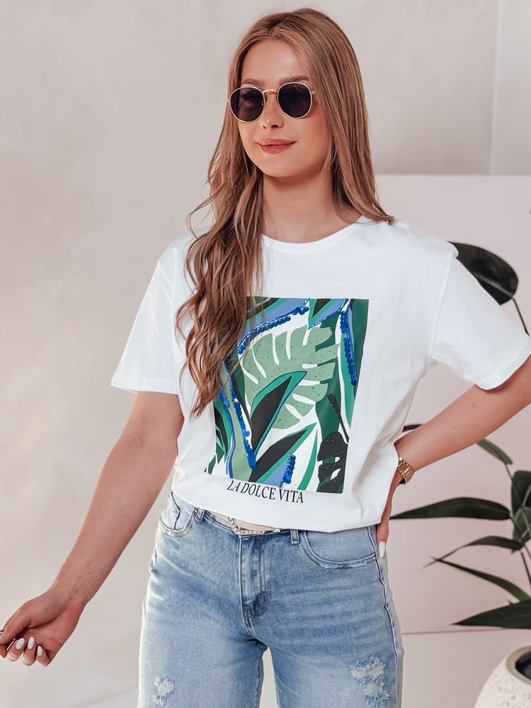 Dámské tričko s potiskem MUYUMBA bílé Dstreet RY2620 M/L