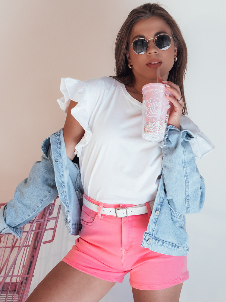 Dámské džínové šortky GLAMWEAR Dstreet SY0340 Barva: Růžová, Velikost: XS
