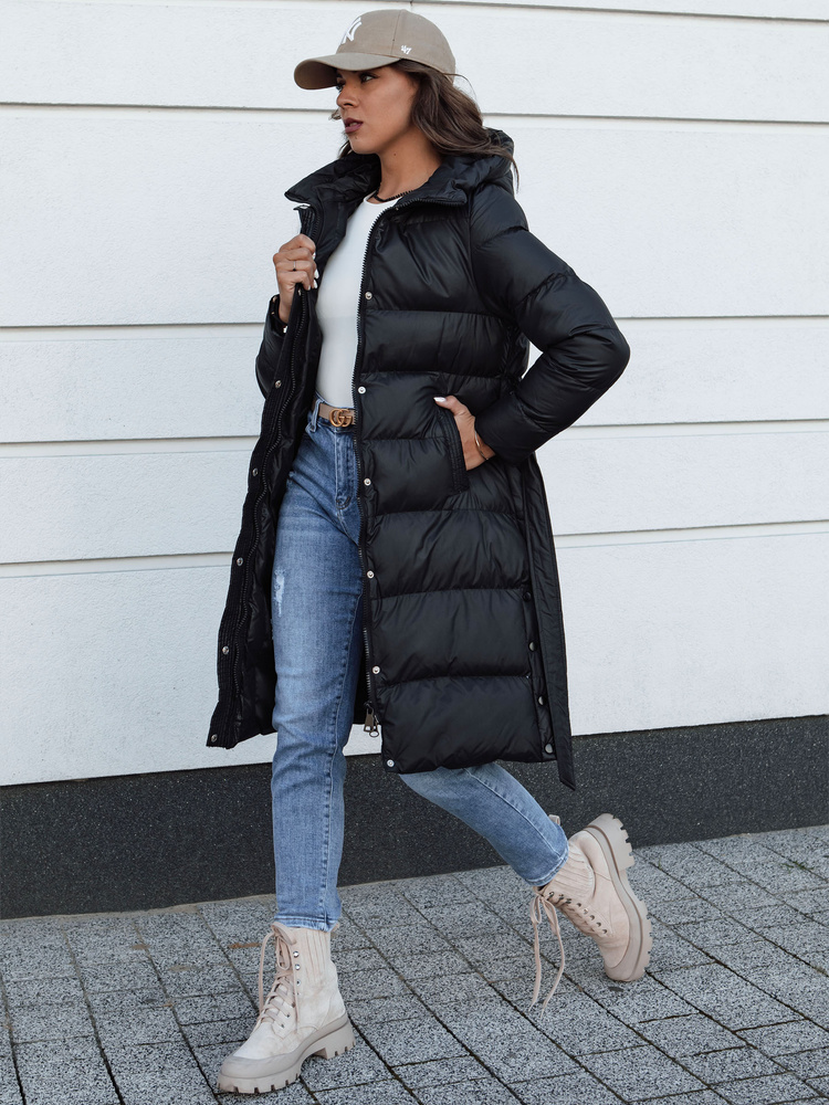 Dámský prošívaný kabát GLAMMANT Dstreet TY4353 Barva: Černá, Velikost: XL