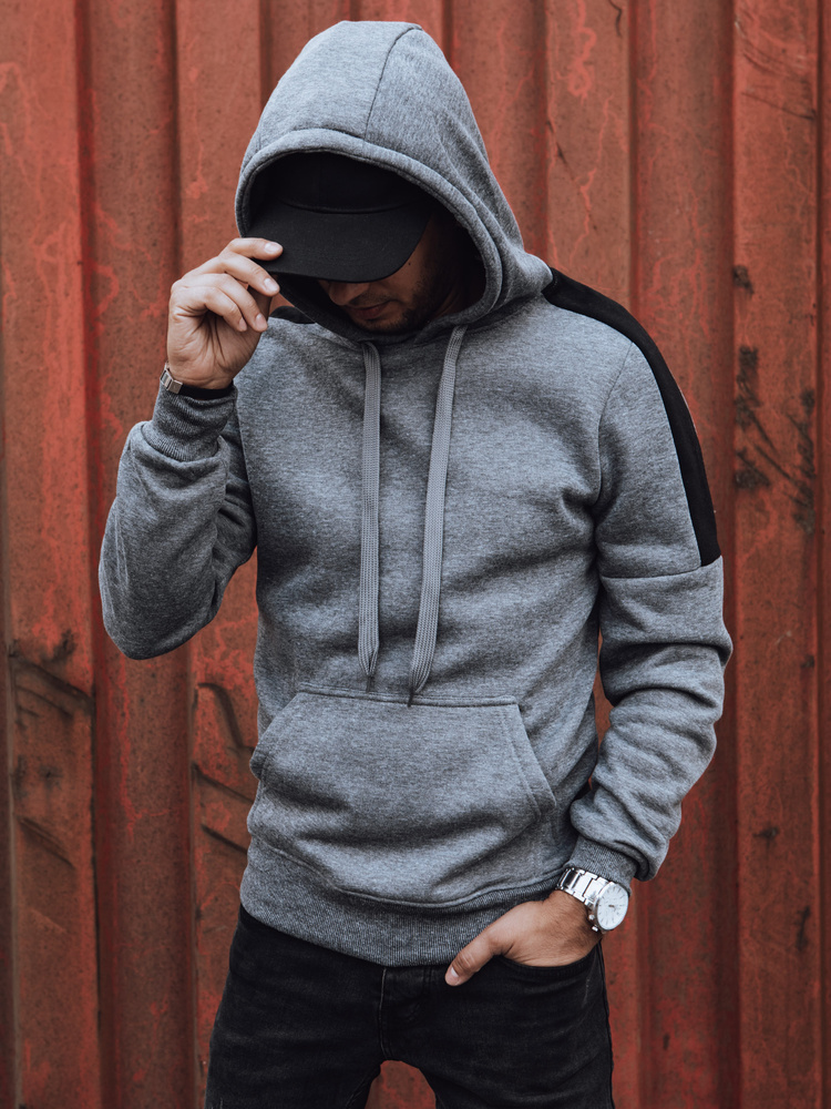 Pánská mikina s kapucí tmavě šedá Dstreet BX5807 XXL