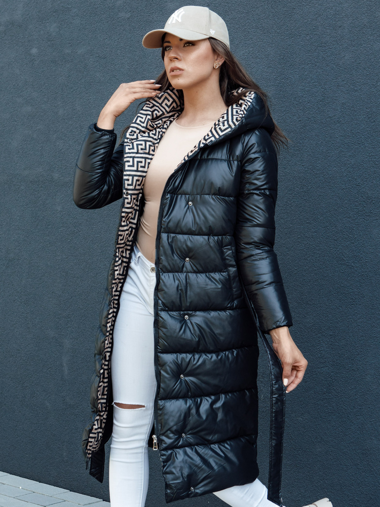 Dámský zimní prošívaný kabát s kapucí GRACE černý Dstreet TY4501 Velikost: XL