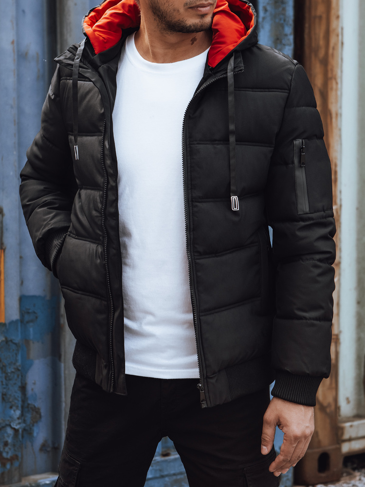Pánská zimní bunda s kapucí Dstreet TX4828 Barva: Černá, Velikost: 3XL/56
