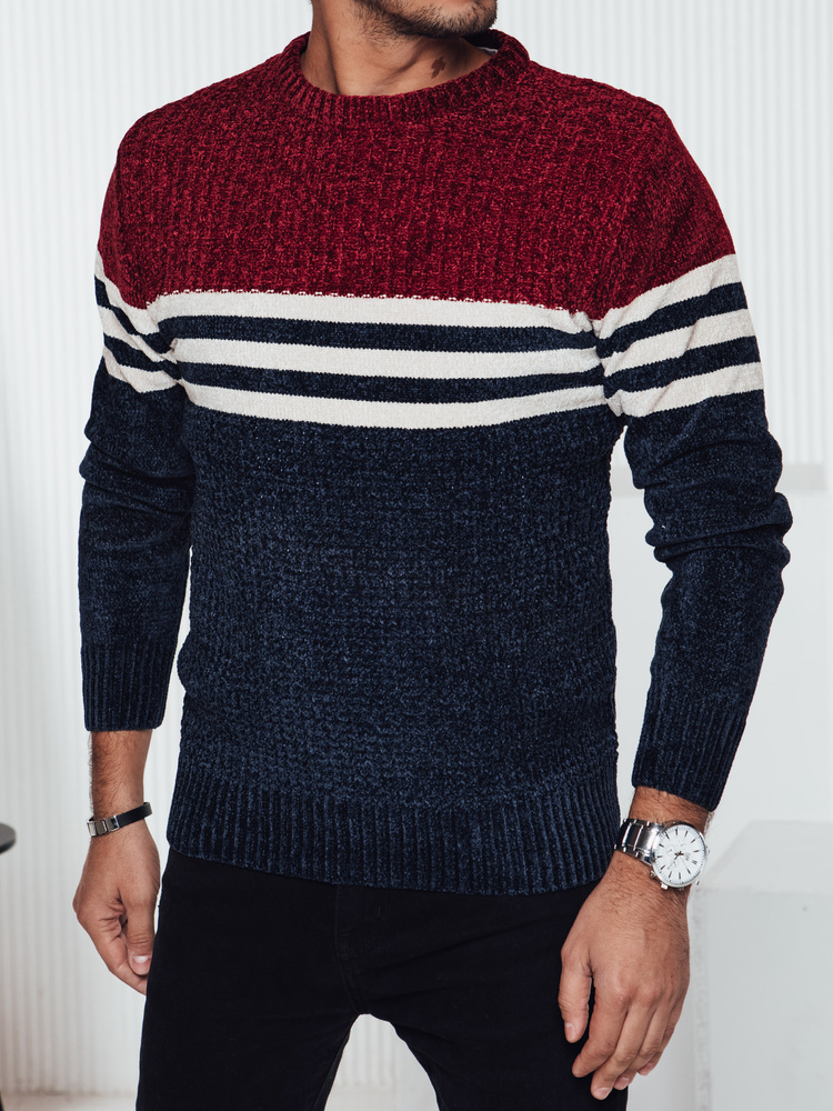 Pánský pruhovaný svetr tmavě modrý Dstreet WX2229 XXL