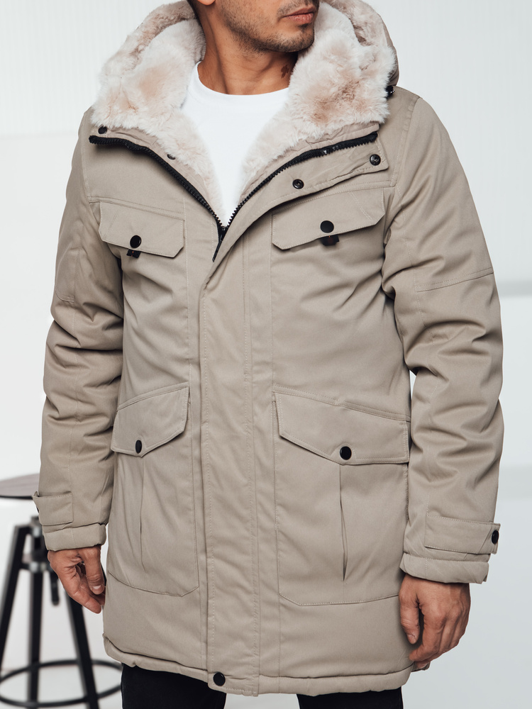 Pánská zimní parka s kapucí béžová Dstreet TX4969 XL / 52