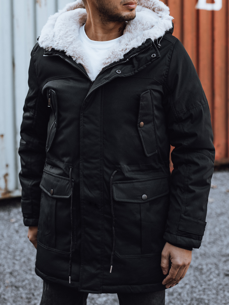 Pánská zimní parka s kapucí černá Dstreet TX4933 3XL / 56